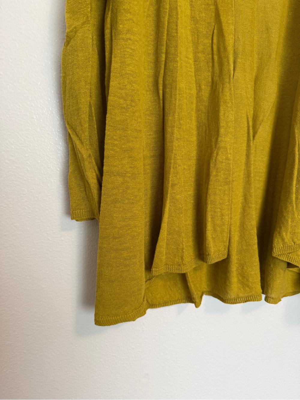 Eileen Fisher - Linen Open Front Goldenrod Yellow Sweater Cardigan - Large - Picture 11 of 14